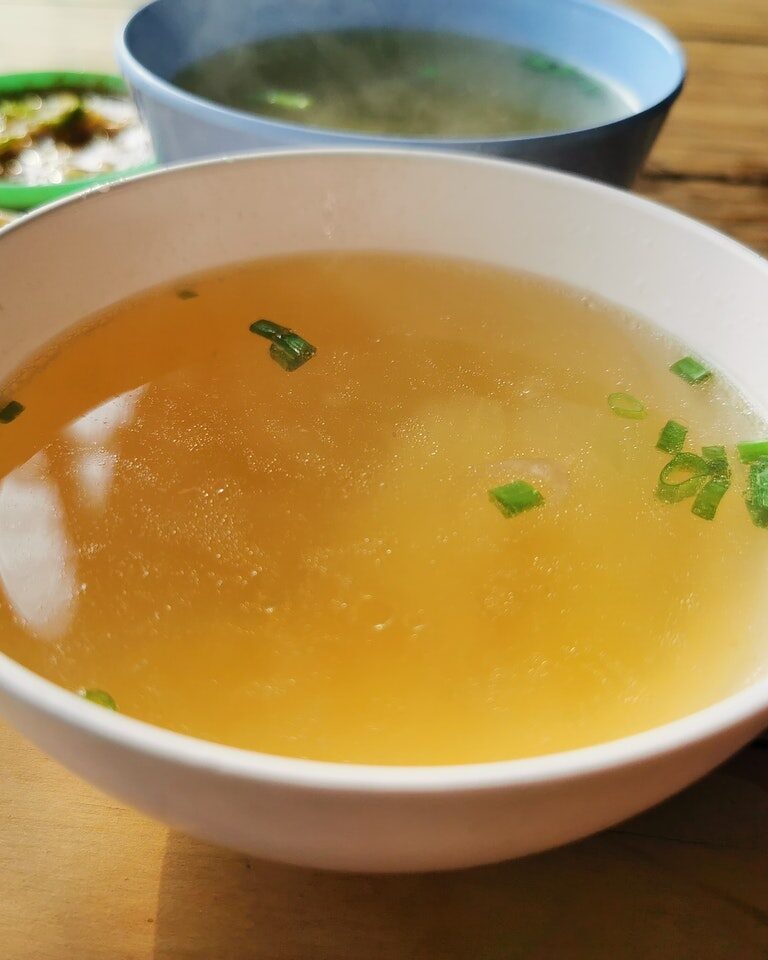 chicken soup in bowl